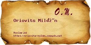 Oriovits Milán névjegykártya